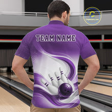 Load image into Gallery viewer, Custom Bowling Tournament Quarter-Zip Shirts For Men, Bowling League Team Shirt | Purple IPHW11373
