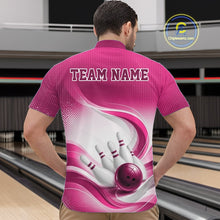 Load image into Gallery viewer, Custom Bowling Tournament Quarter-Zip Shirts For Men, Bowling League Team Shirt | Pink IPHW11374