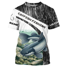 Load image into Gallery viewer, Gray Camo Custom Catfish Fishing Long Sleeve Fishing Shirts, Catfish Fishing Jerseys IPHW7016