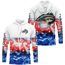 Load image into Gallery viewer, Red White And Blue Tie Dye Background Custom Patriotic Catfish Long Sleeve Fishing Shirts IPHW7019