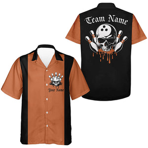 Custom Skull Bowling Shirts For Men And Women, Vintage Bowling Shirts Bowling Team Uniform IPHW7257