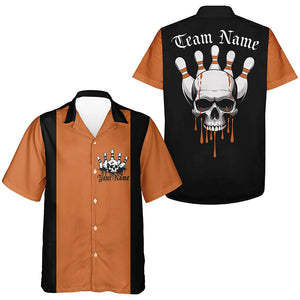 Custom Skull Retro Bowling Shirts For Men And Women, Bowling Team Uniform Halloween Outfits IPHW7258