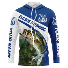 Load image into Gallery viewer, Custom Bass Fishing Long Sleeve Tournament Fishing Shirts, Bass Performance Fishing Jerseys | Blue IPHW5802