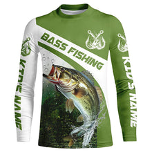 Load image into Gallery viewer, Custom Bass Fishing Long Sleeve Tournament Fishing Shirts, Bass Performance Fishing Jerseys | Green IPHW5803