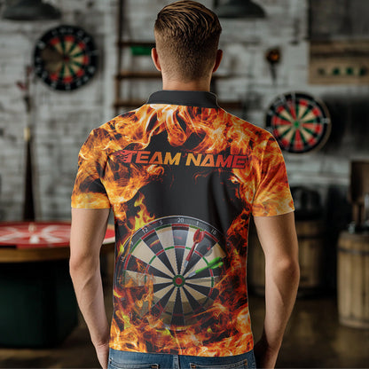 Fire Flame Dartboard Custom Dart Polo Shirts For Men, Dart Jerseys Dart Team League Shirt IPHW8509