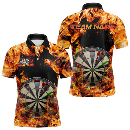 Fire Flame Dartboard Custom Dart Polo Shirts For Men, Dart Jerseys Dart Team League Shirt IPHW8509