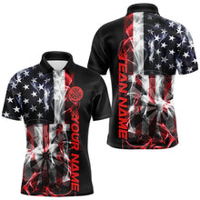 Load image into Gallery viewer, Custom Ameircan Flag Flame US Dart Polo Shirts For Men, Patriotic Dart Team Shirt IPHW8510