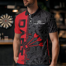 Load image into Gallery viewer, Custom Black And Red Dart Jerseys, Dartboad Pattern Grunge Dart Team Polo Shirts For Men IPHW8511
