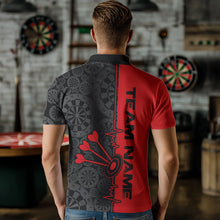 Load image into Gallery viewer, Custom Black And Red Dart Jerseys, Dartboad Pattern Grunge Dart Team Polo Shirts For Men IPHW8511