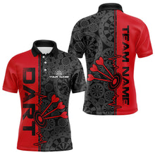 Load image into Gallery viewer, Custom Black And Red Dart Jerseys, Dartboad Pattern Grunge Dart Team Polo Shirts For Men IPHW8511