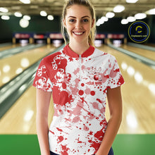 Load image into Gallery viewer, Custom Red Splatter Bowling Team League Shirts For Women, Bowling Jerseys Bowler Outfit IPHW10593