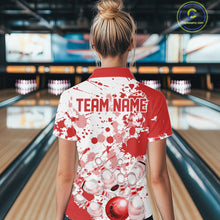 Load image into Gallery viewer, Custom Red Splatter Bowling Team League Shirts For Women, Bowling Jerseys Bowler Outfit IPHW10593