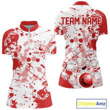 Load image into Gallery viewer, Custom Red Splatter Bowling Team League Shirts For Women, Bowling Jerseys Bowler Outfit IPHW10593