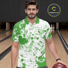 Load image into Gallery viewer, Custom Green Splatter Bowling Team League Shirts For Men, Bowling Jerseys Bowler Outfit IPHW10594