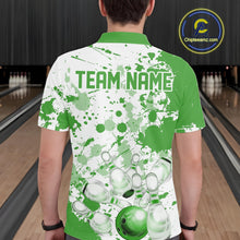 Load image into Gallery viewer, Custom Green Splatter Bowling Team League Shirts For Men, Bowling Jerseys Bowler Outfit IPHW10594