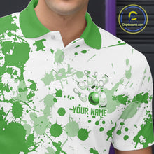 Load image into Gallery viewer, Custom Green Splatter Bowling Team League Shirts For Men, Bowling Jerseys Bowler Outfit IPHW10594