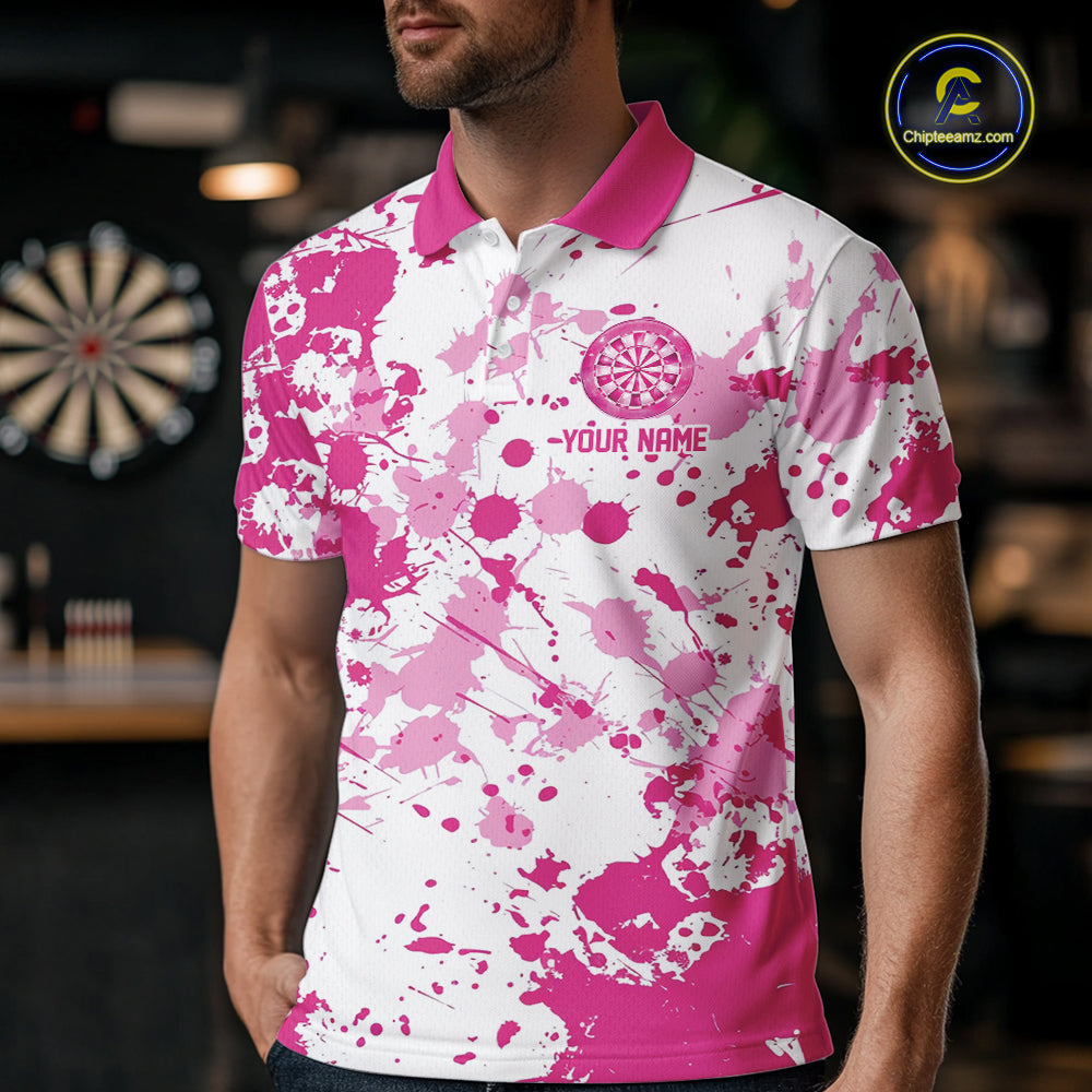 Custom Pink Splatter Dartboard Darts Team Shirt For Men, Dart League Jerseys For Players IPHW10596
