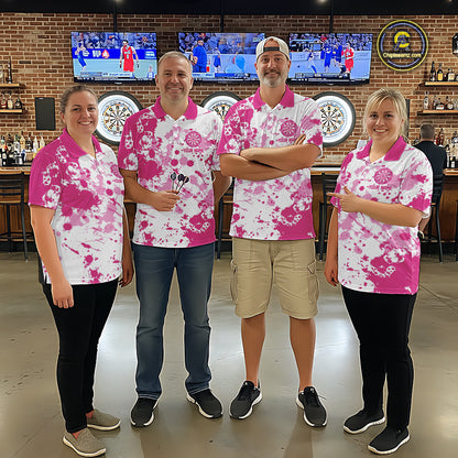 Custom Pink Splatter Dartboard Darts Team Shirt For Men, Dart League Jerseys For Players IPHW10596