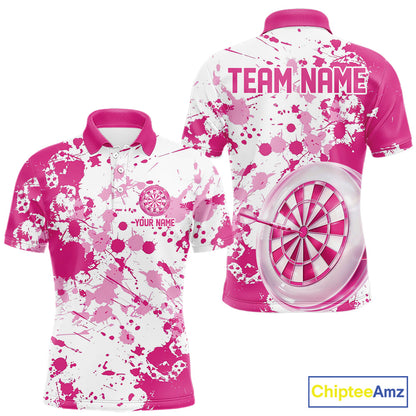 Custom Pink Splatter Dartboard Darts Team Shirt For Men, Dart League Jerseys For Players IPHW10596