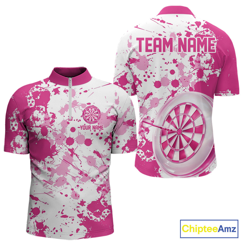 Custom Pink Splatter Dartboard Darts Team Shirt For Men, Dart League Jerseys For Players IPHW10596