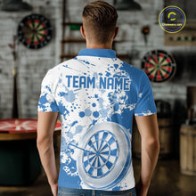 Load image into Gallery viewer, Custom Blue Splatter Dartboard Darts Team Shirt For Men, Dart League Jerseys For Players IPHW10597