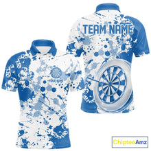 Load image into Gallery viewer, Custom Blue Splatter Dartboard Darts Team Shirt For Men, Dart League Jerseys For Players IPHW10597