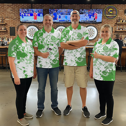 Custom Green Splatter Dartboard Darts Team Shirt For Men, Dart League Jerseys For Players IPHW10598