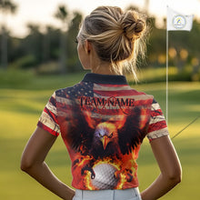 Load image into Gallery viewer, Custom Patriotic Eagle We The People Flame Golf Shirt For Women, Vintage US Flag Golf Shirt IPHW10599