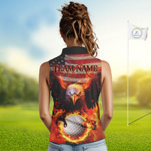 Load image into Gallery viewer, Custom Patriotic Eagle We The People Flame Golf Shirt For Women, Vintage US Flag Golf Shirt IPHW10599