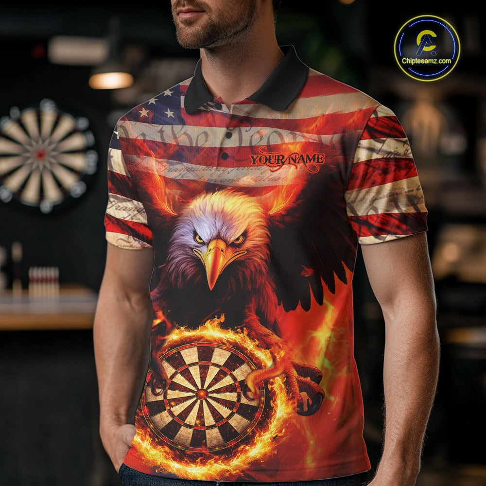 Custom Patriotic Eagle We The People Flame Darts Shirt For Men, Vintage US Flag Dart Shirt IPHW10600