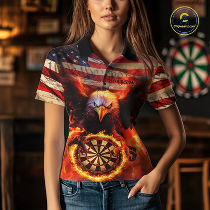 Custom Patriotic Eagle We The People Flame Darts Shirt For Women, Vintage US Flag Dart Shirt IPHW10600