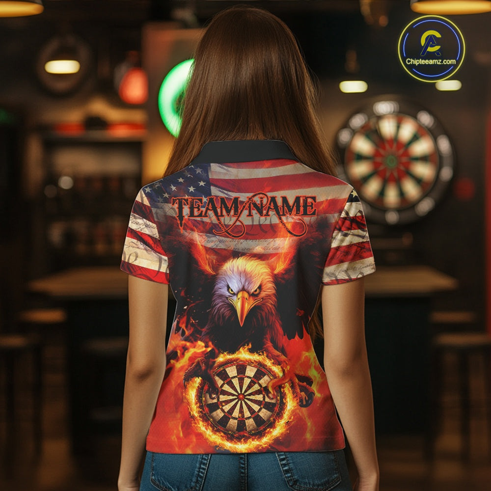 Custom Patriotic Eagle We The People Flame Darts Shirt For Women, Vintage US Flag Dart Shirt IPHW10600