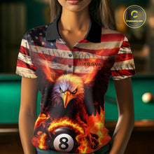 Load image into Gallery viewer, Custom Patriotic Eagle We The People Flame Billiard Shirt For Women, US Flag 8-Ball Shirt IPHW10601