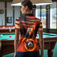 Load image into Gallery viewer, Custom Patriotic Eagle We The People Flame Billiard Shirt For Women, US Flag 8-Ball Shirt IPHW10601