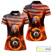 Load image into Gallery viewer, Custom Patriotic Eagle We The People Flame Billiard Shirt For Women, US Flag 8-Ball Shirt IPHW10601