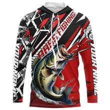 Load image into Gallery viewer, Black And Red Bass Long Sleeve Tournament Fishing Shirts, Custom Bass Fishing Jerseys IPHW6203