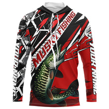Load image into Gallery viewer, Black And Red Musky Long Sleeve Tournament Fishing Shirts, Custom Muskie Fishing Jerseys IPHW6204