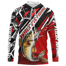 Load image into Gallery viewer, Black And Red Walleye Long Sleeve Tournament Fishing Shirts, Custom Walleye Fishing Jerseys IPHW6205