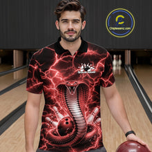 Load image into Gallery viewer, Custom Red Thunder Lightning Cobra Snake Bowling Team Men Polo Shirt, Bowling Jersey IPHW11092