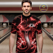 Load image into Gallery viewer, Custom Red Thunder Lightning Cobra Snake Bowling Team Men Quarter-Zip Shirt, Bowling Jersey IPHW11092