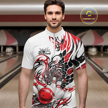 Load image into Gallery viewer, Custom Red Tribal Flame Bowling Men Quarter-Zip Shirt, Polygonal Bowling Jerseys IPHW11378