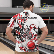 Load image into Gallery viewer, Custom Red Tribal Flame Bowling Men Quarter-Zip Shirt, Polygonal Bowling Jerseys IPHW11378