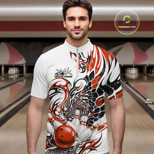 Load image into Gallery viewer, Custom Orange Tribal Flame Bowling Men Quarter-Zip Shirt, Polygonal Bowling Jerseys IPHW11380