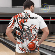 Load image into Gallery viewer, Custom Orange Tribal Flame Bowling Men Quarter-Zip Shirt, Polygonal Bowling Jerseys IPHW11380