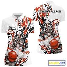 Load image into Gallery viewer, Custom Orange Tribal Flame Bowling Women Quarter-Zip Shirt, Polygonal Bowling Jerseys IPHW11380