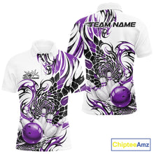 Load image into Gallery viewer, Custom Purple Tribal Flame Bowling Men Polo Shirt, Polygonal Bowling Jerseys IPHW11381
