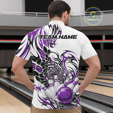 Load image into Gallery viewer, Custom Purple Tribal Flame Bowling Men Quarter-Zip Shirt, Polygonal Bowling Jerseys IPHW11381