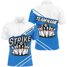 Load image into Gallery viewer, Blue Strike Bowling Shirts For Men And Women, Custom Team Name Bowling Jerseys Bowlers Outfits IPHW6691