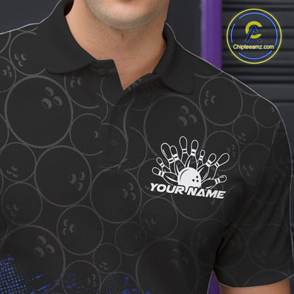 Custom Bowling Pattern Bowling Polo Team Shirts For Men, Bowling League Shirt IPHW9545