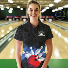 Load image into Gallery viewer, Custom Bowling Pattern Bowling Polo Team Shirts For Women, Bowling League Shirt IPHW9545